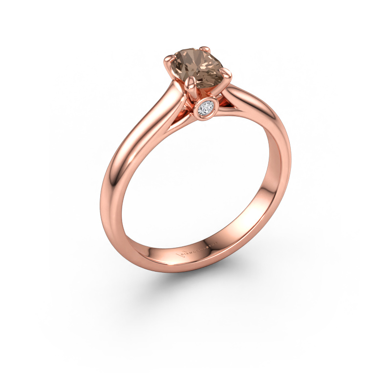 Image de Bague de fiançailles Valorie ovl 1 585 or rose Diamant brun 0.64 crt