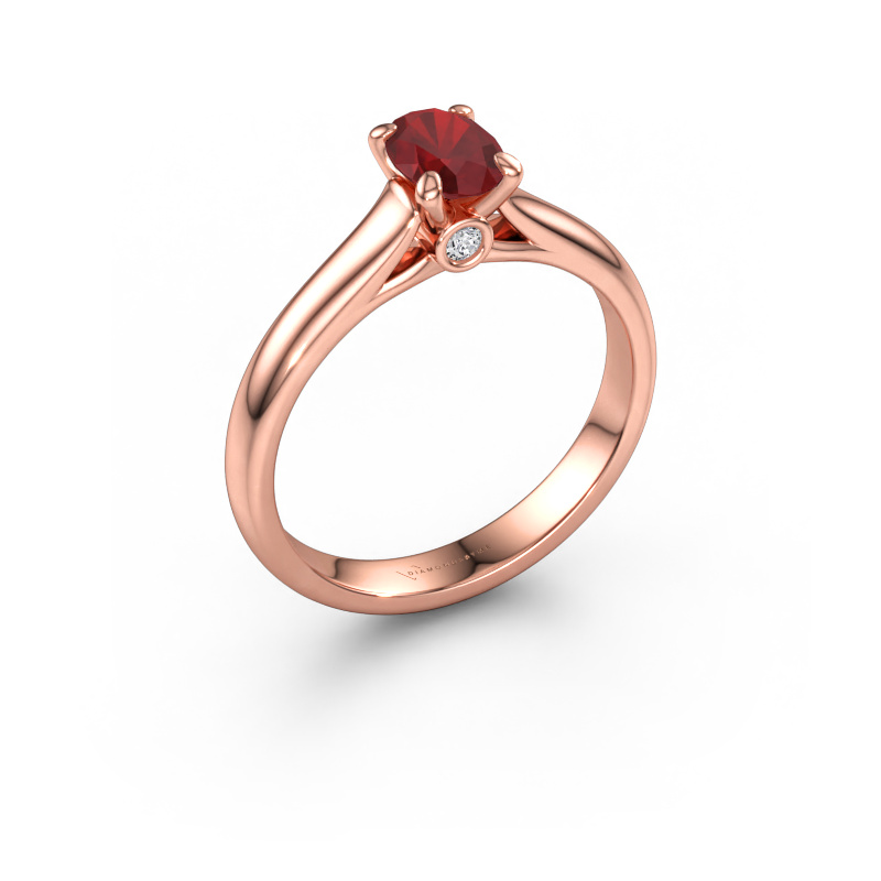 Immagine di Anello di fidanzamento Valorie ovl 1 585 oro rosa Rubino 6.5x4.5 mm