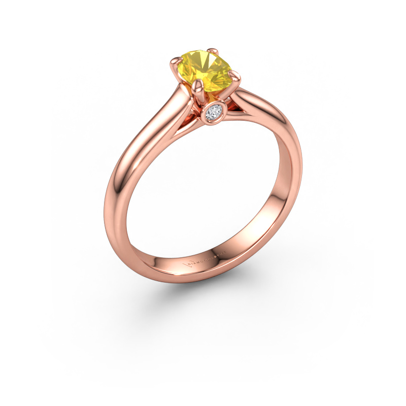 Immagine di Anello di fidanzamento Valorie ovl 1 585 oro rosa Zaffiro giallo 6.5x4.5 mm