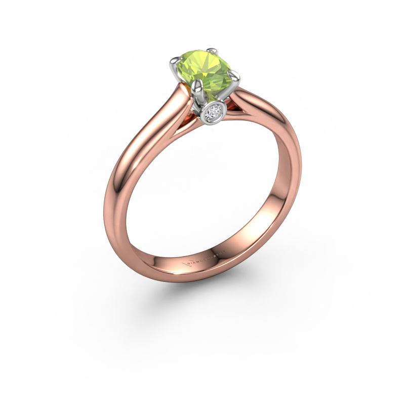 Image of Engagement ring Valorie ovl 1 585 rose gold Peridot 6.5x4.5 mm