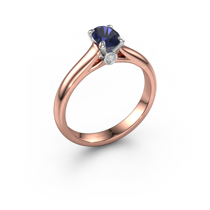 Image of Engagement ring Valorie ovl 1 585 rose gold Sapphire 6.5x4.5 mm