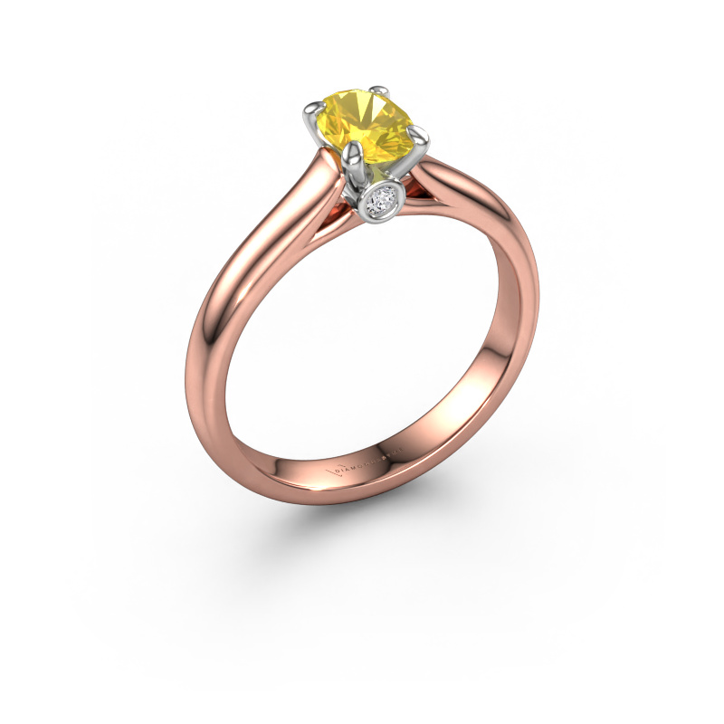 Bild von Verlobungsring Valorie ovl 1 585 Roségold Gelb Saphir 6.5x4.5 mm