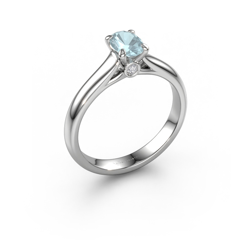 Bild von Verlobungsring Valorie ovl 1 950 Platin Aquamarin 6.5x4.5 mm