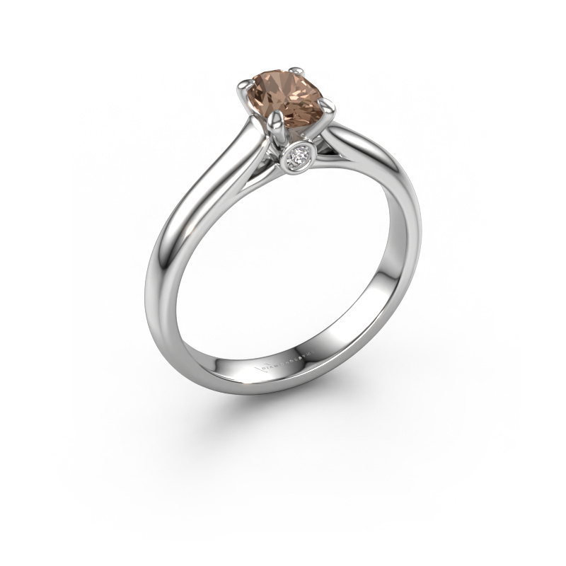 Image of Engagement ring Valorie ovl 1 950 platinum Brown diamond 0.64 crt