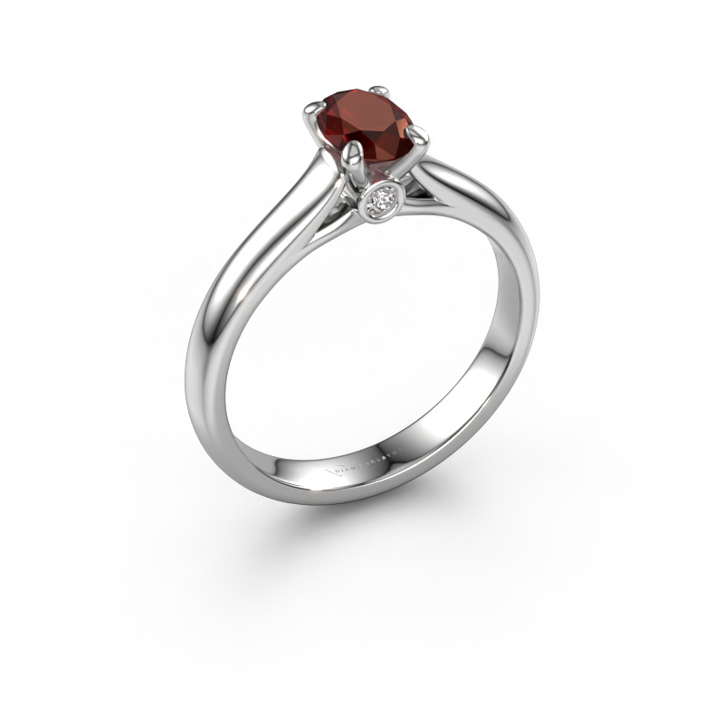 Image of Engagement ring Valorie ovl 1 950 platinum Garnet 6.5x4.5 mm