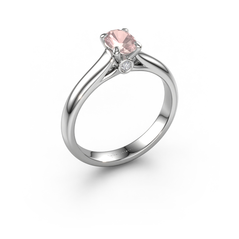 Image of Engagement ring Valorie ovl 1 585 white gold Morganite champagne 6.5x4.5 mm