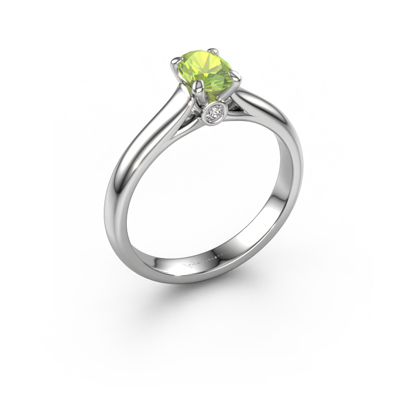 Bild von Verlobungsring Valorie ovl 1 585 Weißgold Peridot 6.5x4.5 mm