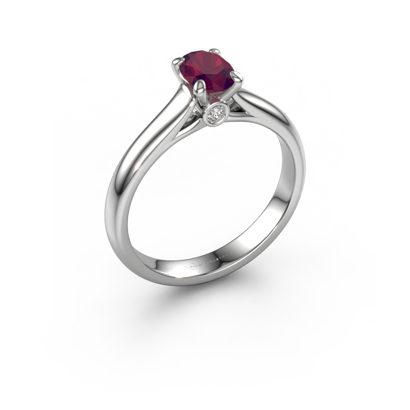 Image of Engagement ring Valorie ovl 1 585 white gold Rhodolite 6.5x4.5 mm