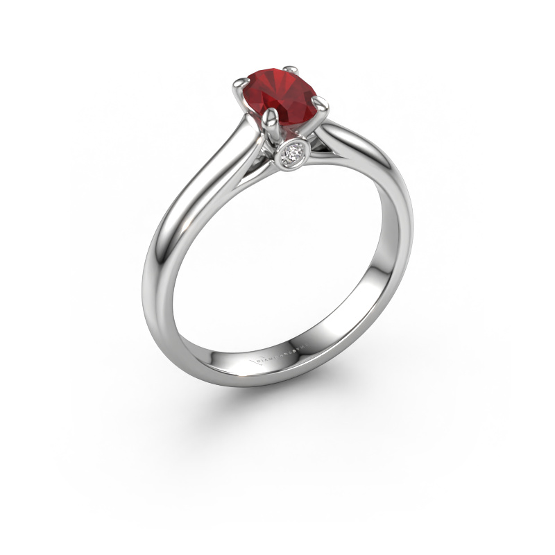 Image of Engagement ring Valorie ovl 1 950 platinum Ruby 6.5x4.5 mm