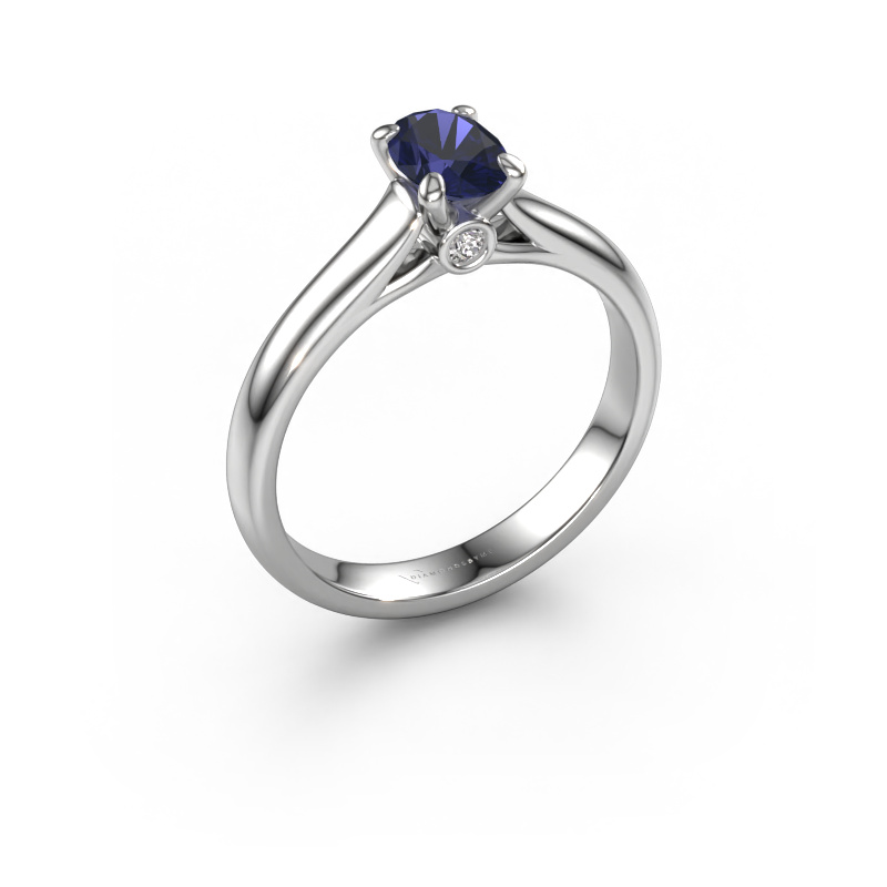 Image of Engagement ring Valorie ovl 1 585 white gold Sapphire 6.5x4.5 mm