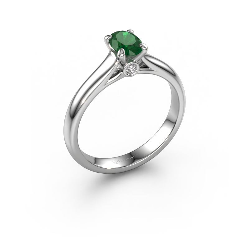 Image of Engagement ring Valorie ovl 1 950 platinum Emerald 6.5x4.5 mm