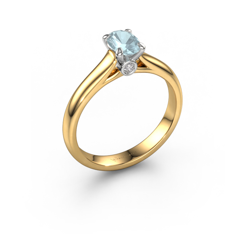 Image of Engagement ring Valorie ovl 1 585 gold Aquamarine 6.5x4.5 mm