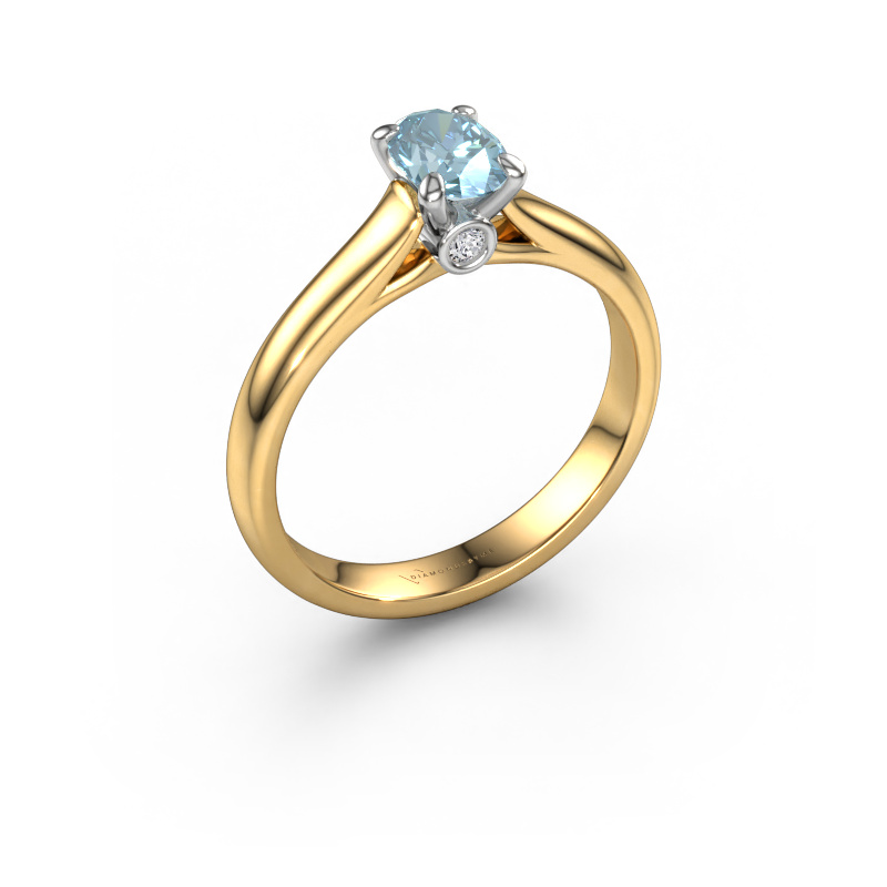 Image of Engagement ring Valorie ovl 1 585 gold Blue lab grown diamond 6.5x4.5 mm