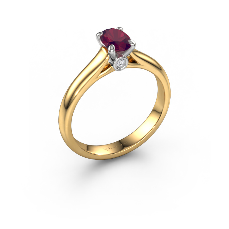 Bild von Verlobungsring Valorie ovl 1 585 Gold Rhodolit 6.5x4.5 mm