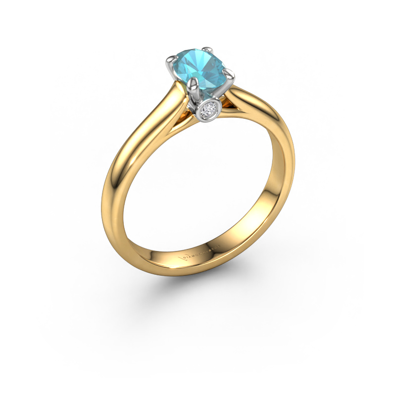 Bild von Verlobungsring Valorie ovl 1 585 Gold Blau Topas 6.5x4.5 mm