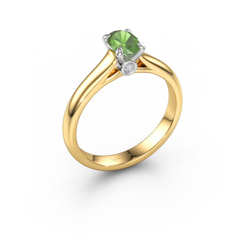 Bild von Verlobungsring Valorie ovl 1 585 Gold Turmalin grün 6.5x4.5 mm