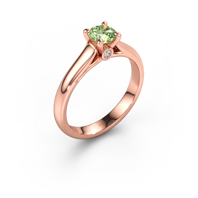 Immagine di Anello di fidanzamento Valorie RND 1 585 oro rosa Diamante lab grown verde 5 mm