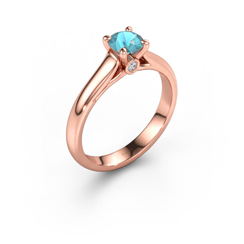 Immagine di Anello di fidanzamento Valorie RND 1 585 oro rosa Topazio blu 5 mm