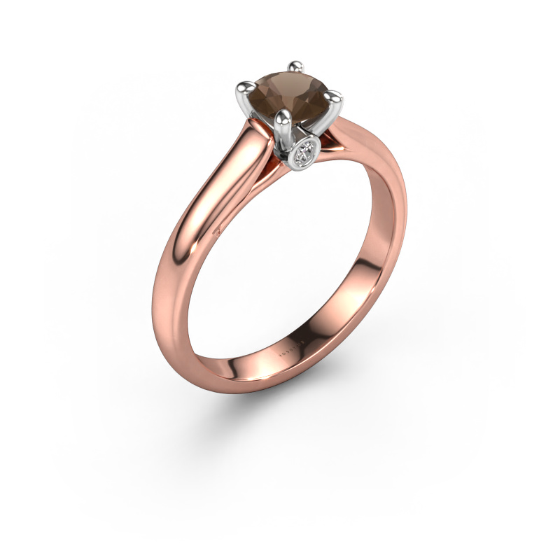 Image of Engagement ring Valorie RND 1 585 rose gold Smokey quartz 5 mm