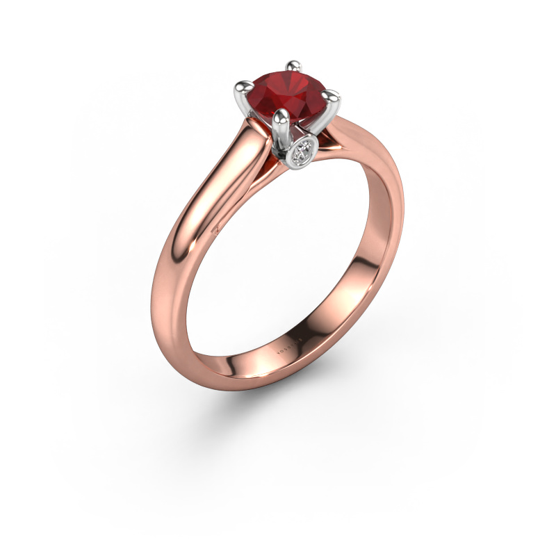 Image of Engagement ring Valorie RND 1 585 rose gold Ruby 5 mm