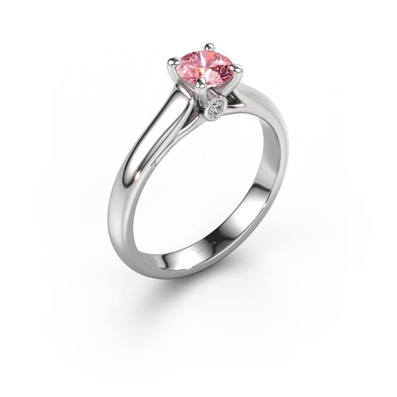 Image of Engagement ring Valorie RND 1 950 platinum Pink lab grown diamond 5 mm
