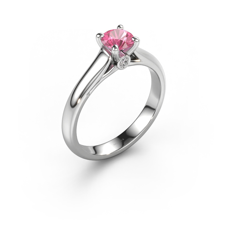 Bild von Verlobungsring Valorie RND 1 585 Weißgold Pink Saphir 5 mm