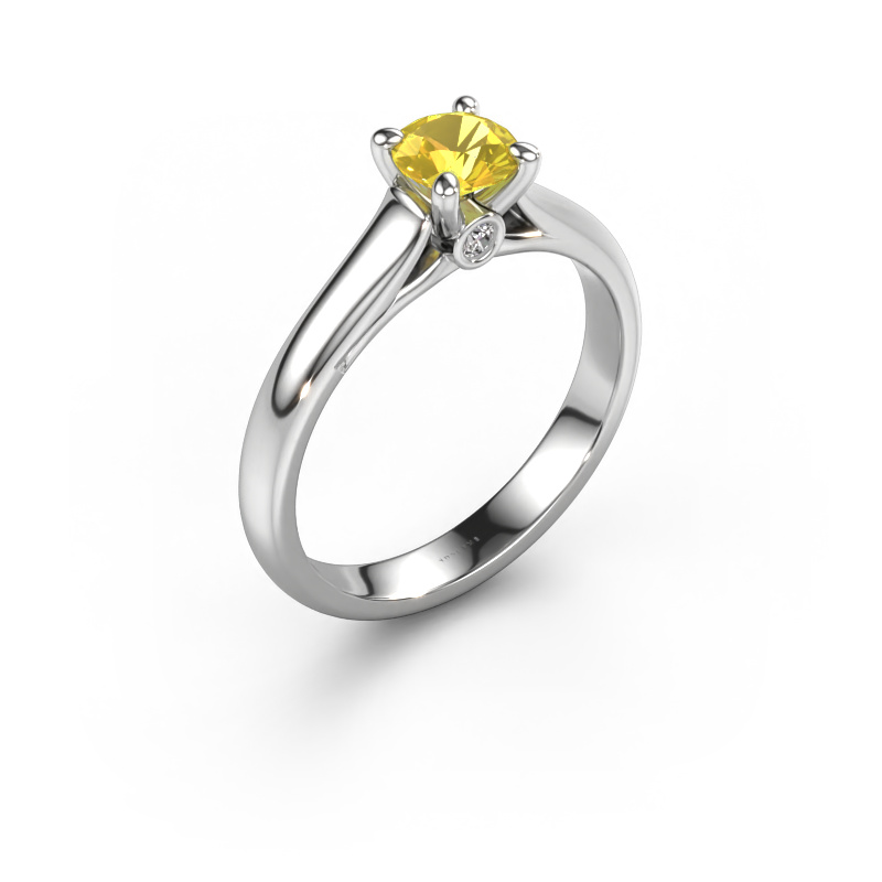 Image of Engagement ring Valorie RND 1 950 platinum Yellow sapphire 5 mm