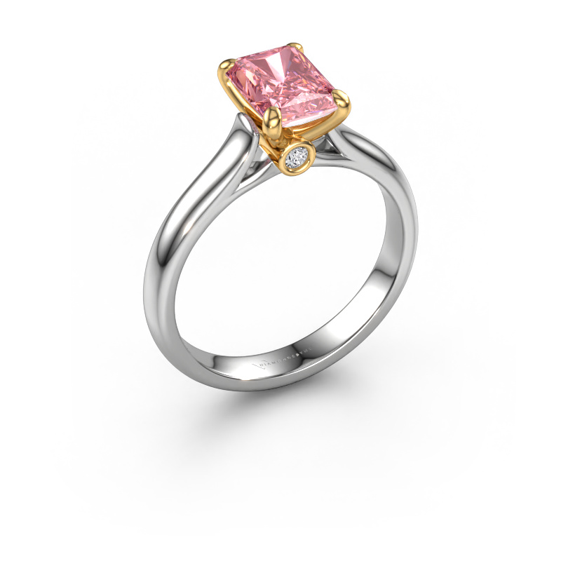 Image de Bague de fiançailles Valorie rad 1 585 or blanc Diamant synthétique roze 7.5x5.5 mm