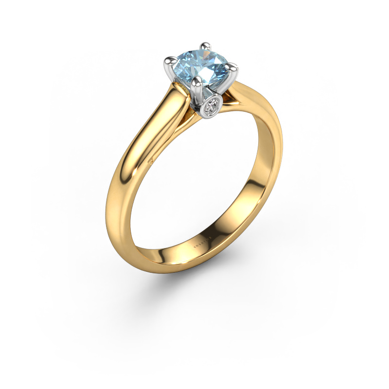 Image of Engagement ring Valorie RND 1 585 gold Blue lab grown diamond 5 mm