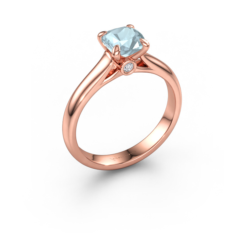 Immagine di Anello di fidanzamento Valorie cus 1 585 oro rosa Acquamarina 6 mm