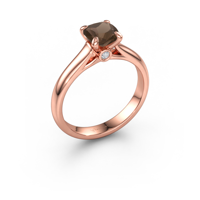 Immagine di Anello di fidanzamento Valorie cus 1 585 oro rosa Quarzo fumé 6 mm