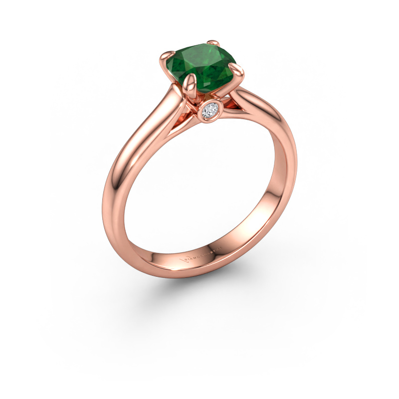 Immagine di Anello di fidanzamento Valorie cus 1 585 oro rosa Smeraldo 6 mm