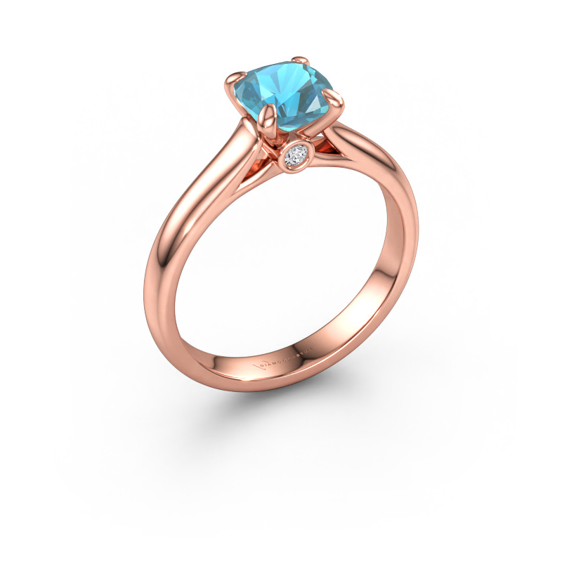 Immagine di Anello di fidanzamento Valorie cus 1 585 oro rosa Topazio blu 6 mm