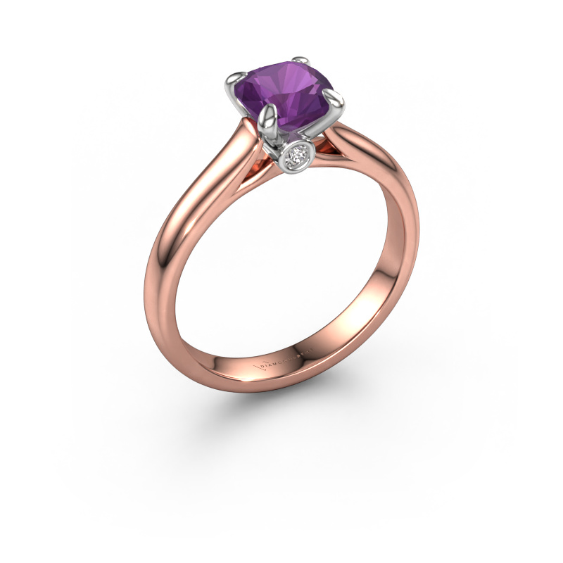 Image of Engagement ring Valorie cus 1 585 rose gold Amethyst 6 mm