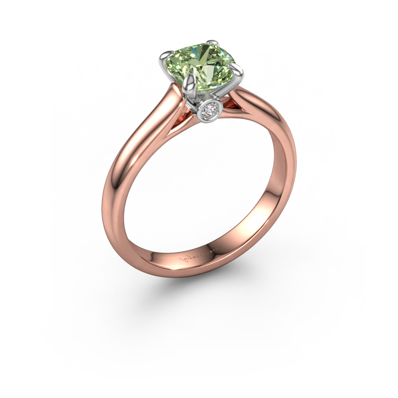 Image of Engagement ring Valorie cus 1 585 rose gold Green lab grown diamond 6 mm