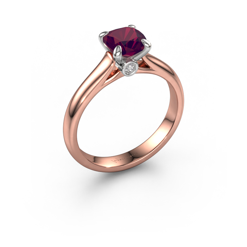 Image of Engagement ring Valorie cus 1 585 rose gold Rhodolite 6 mm