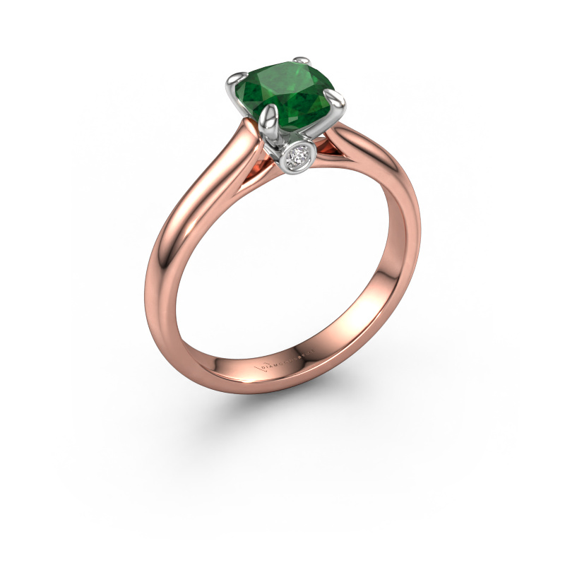 Bild von Verlobungsring Valorie cus 1 585 Roségold Smaragd 6 mm