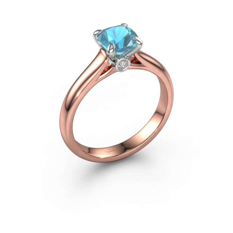 Image of Engagement ring Valorie cus 1 585 rose gold Blue topaz 6 mm