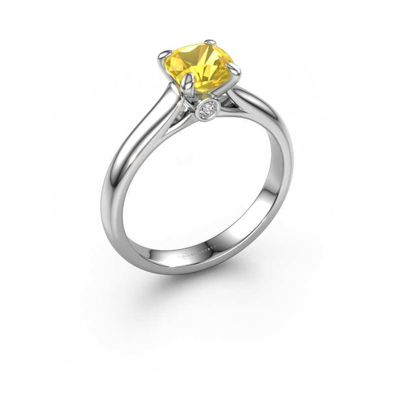 Image of Engagement ring Valorie cus 1 950 platinum Yellow sapphire 6 mm