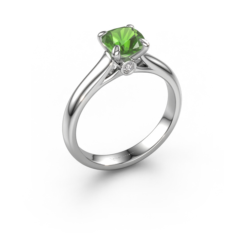 Image of Engagement ring Valorie cus 1 585 white gold Tourmaline green 6 mm