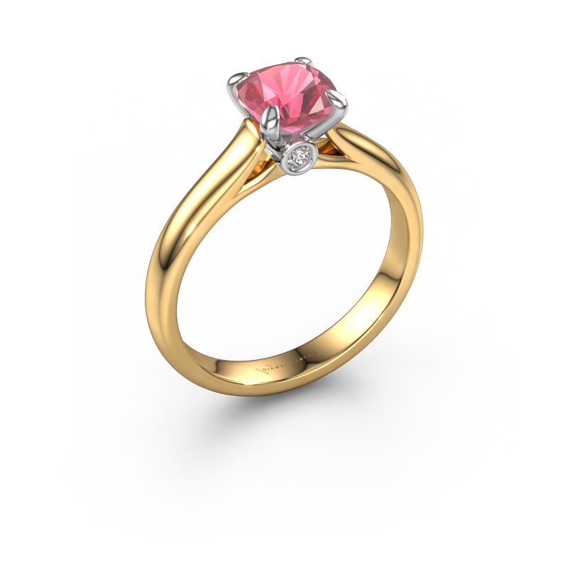 Bild von Verlobungsring Valorie cus 1 585 Gold Turmalin rosa 6 mm