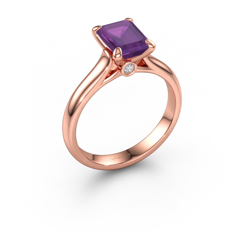 Bild av Förlovningsring Valorie eme 1 585 roséguld Ametist 9x7 mm