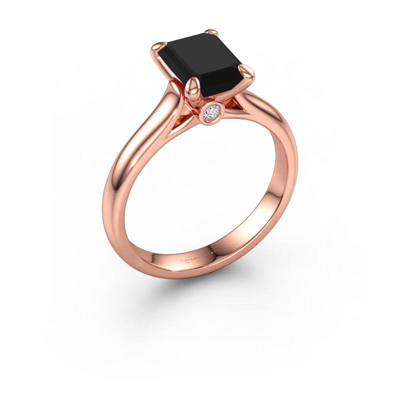 Immagine di Anello di fidanzamento Valorie eme 1 585 oro rosa Diamante nero 3.04 crt