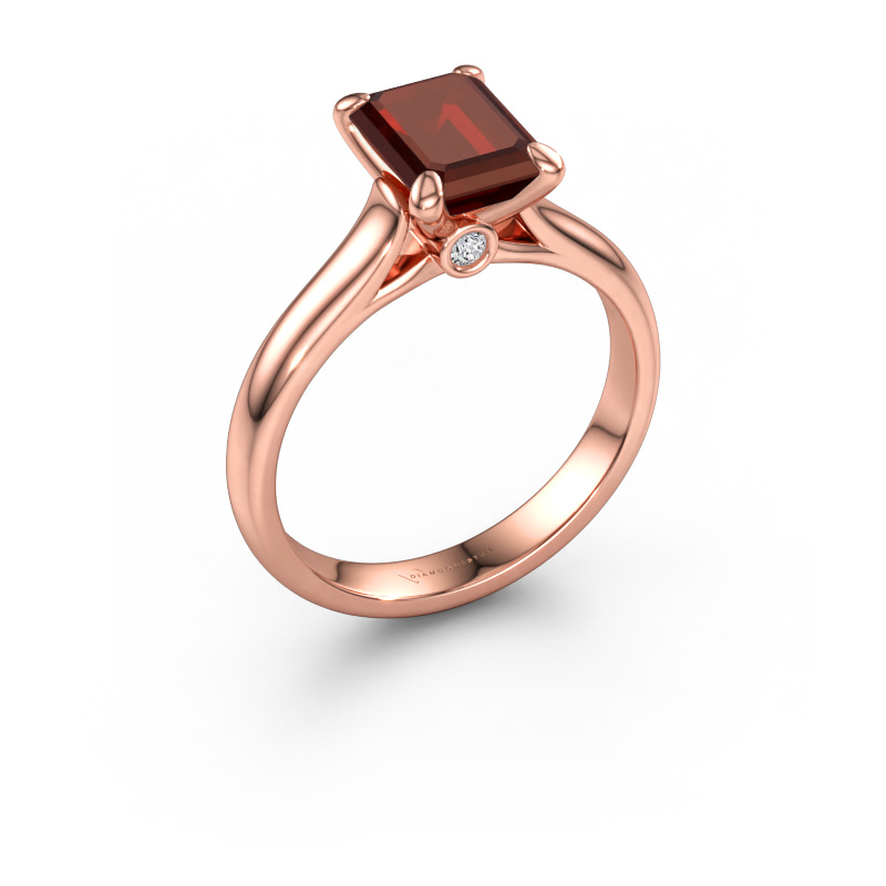 Immagine di Anello di fidanzamento Valorie eme 1 585 oro rosa Granato 9x7 mm