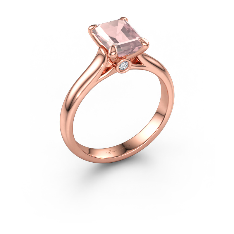 Bild av Förlovningsring Valorie eme 1 585 roséguld Champagnefärgad morganit 9x7 mm