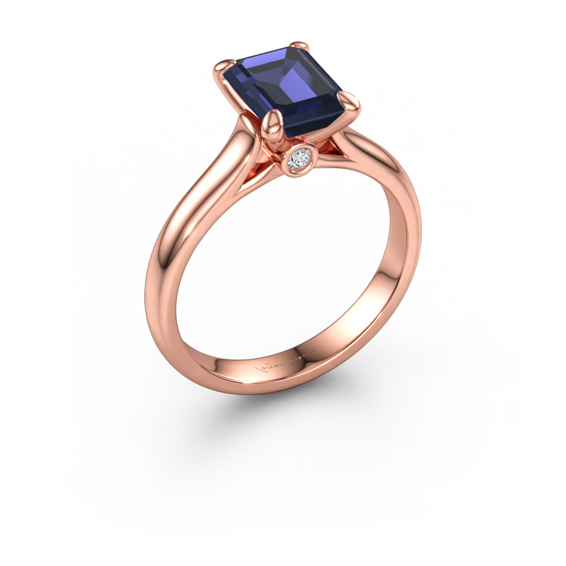 Immagine di Anello di fidanzamento Valorie eme 1 585 oro rosa Zaffiro 9x7 mm