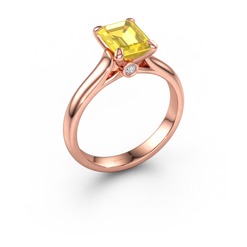 Bild av Förlovningsring Valorie eme 1 585 roséguld Gul safir 9x7 mm