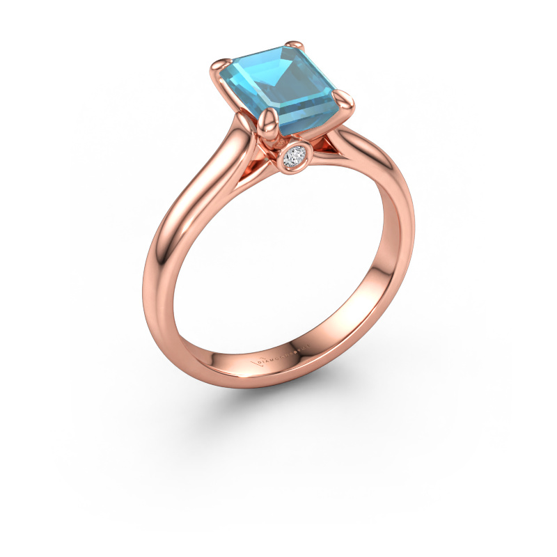 Bild av Förlovningsring Valorie eme 1 585 roséguld Blå topas 9x7 mm