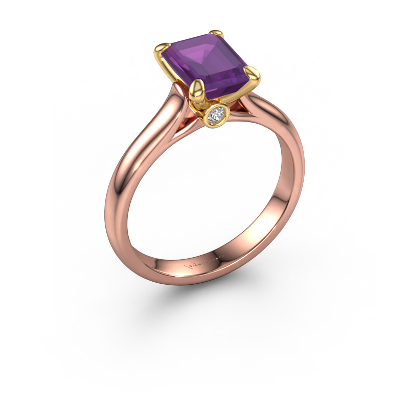 Bild von Verlobungsring Valorie eme 1 585 Roségold Amethyst 9x7 mm