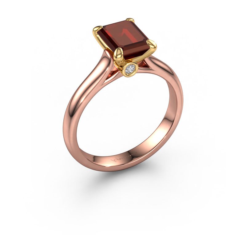 Afbeelding van Verlovingsring Valorie eme 1 585 rosé goud Granaat 9x7 mm
